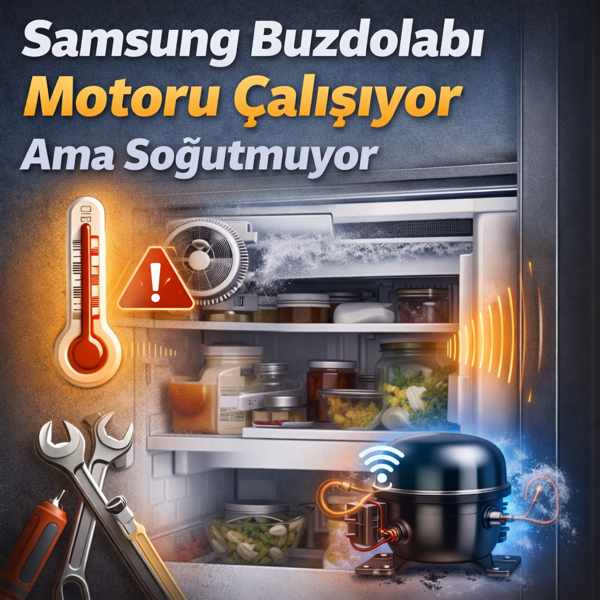 Samsung buzdolabı motoru çalışıyor ama soğutmuyor – soğutma sistemi arızası ve teknik inceleme